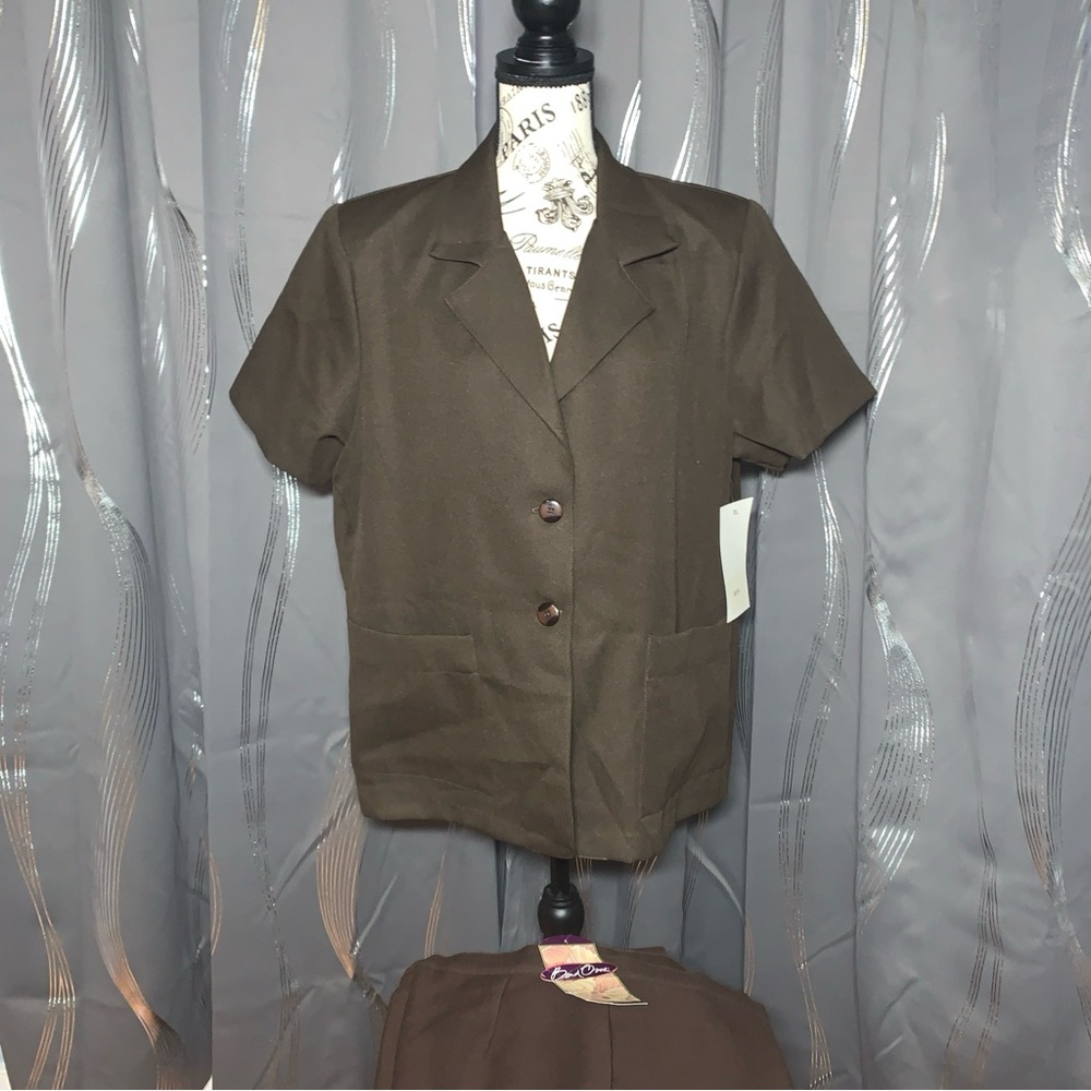 Vintage Womens Bend Over By Levi’s Short Sleeve Pant Suit Brown Size 18P/ Large